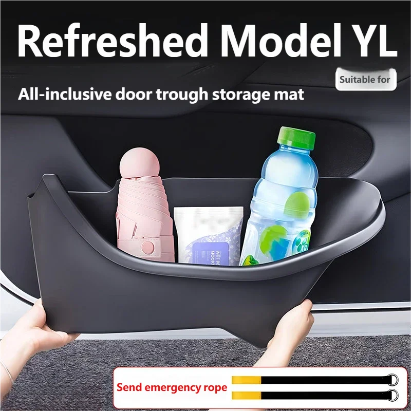 

Door Storage Box for Tesla Model YL 2025 2026 Door Slot Mat Suede Protective Pad PU Leather New Model3 Highland Car Accessories