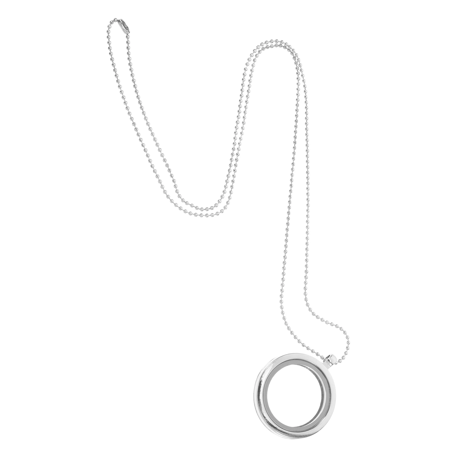 

Photo Pendant Necklace Memory Locket Alloy Round Can Be Opened Men and Women Glass