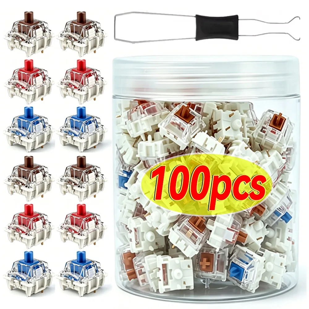 1-100Pcs 3Pin Replacement Mechanical Keyboard Switches Blue Red Brown Color DIY Keyboards Clicker Keys for LED Gaming Keyboards