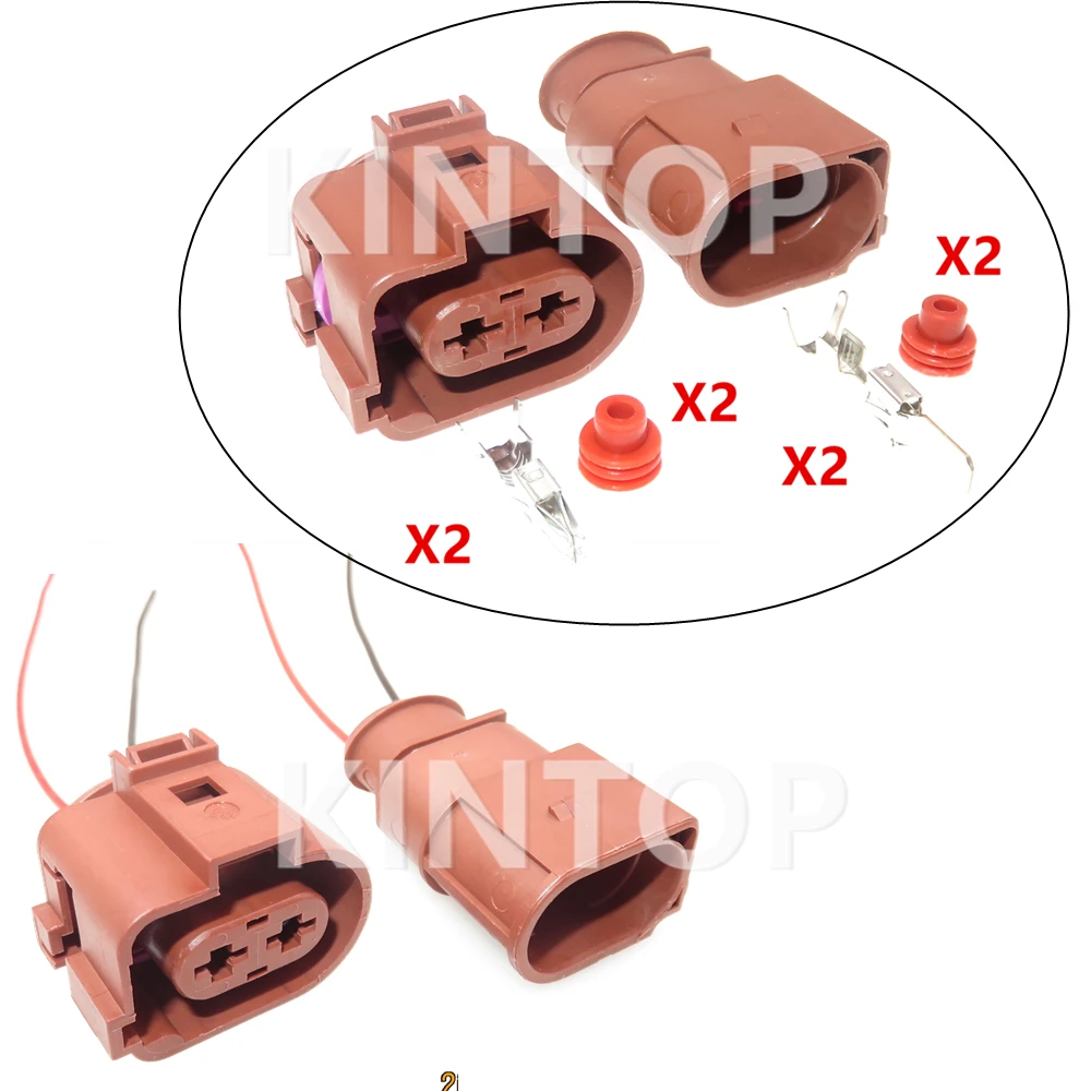 1 Set 2 Pins 3B0973852A 3B0973752A Car Waterproof Plug AC Assembly For Audi Auto Electronic Fan Electric Cable Socket With Wire