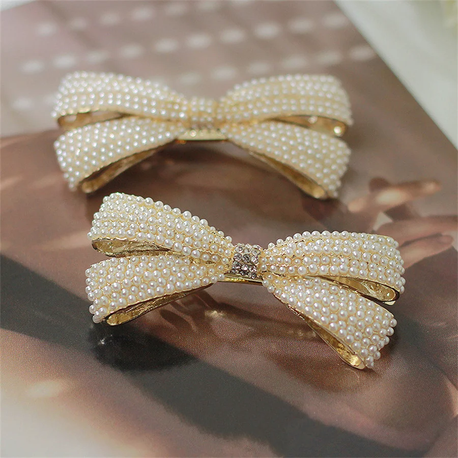 2025 New Exquisite Pearl Flower Spring Hair Clip Luxurious Rhinestone Butterfly Top Clip Elegant Women's Hair Accessories