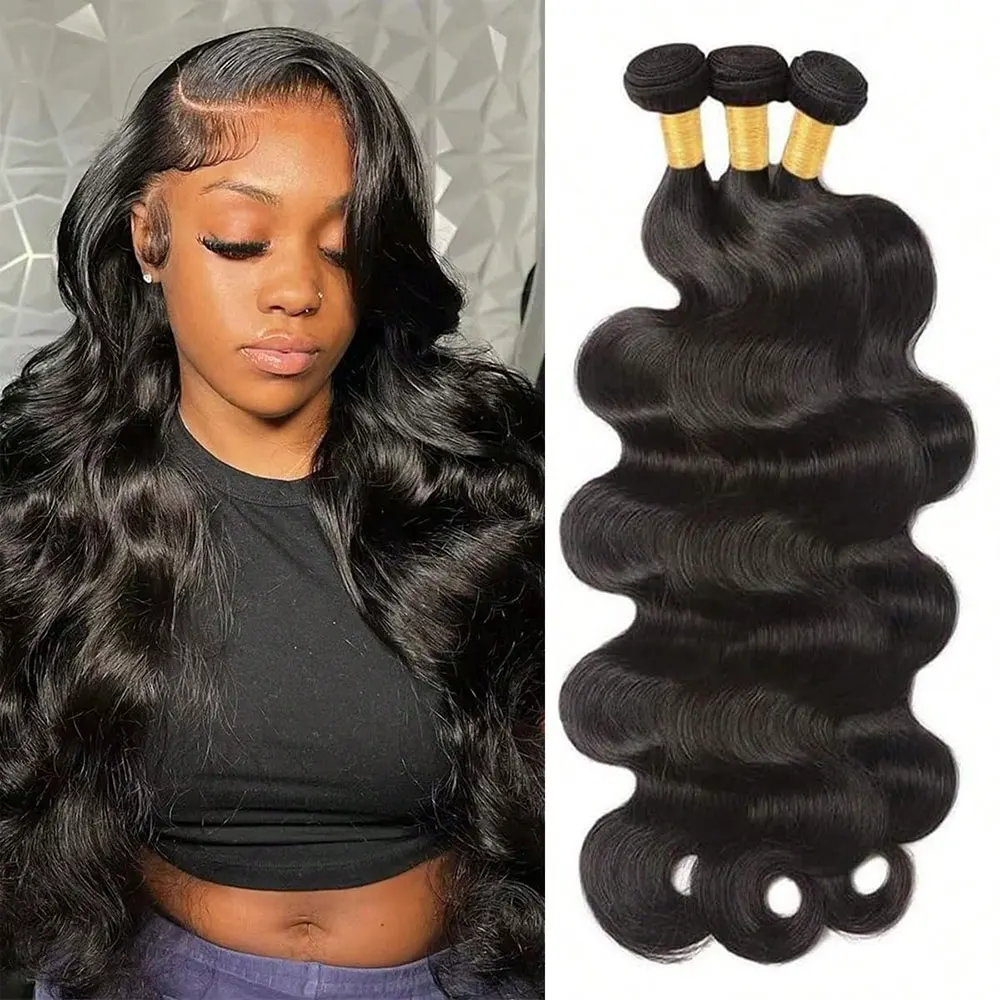 Body Wave Real Hair Bundle Of  Brazilian Wave Black Braiding Double Hair Curtain Hair Extensions Natural Color 1 3 4 pcs