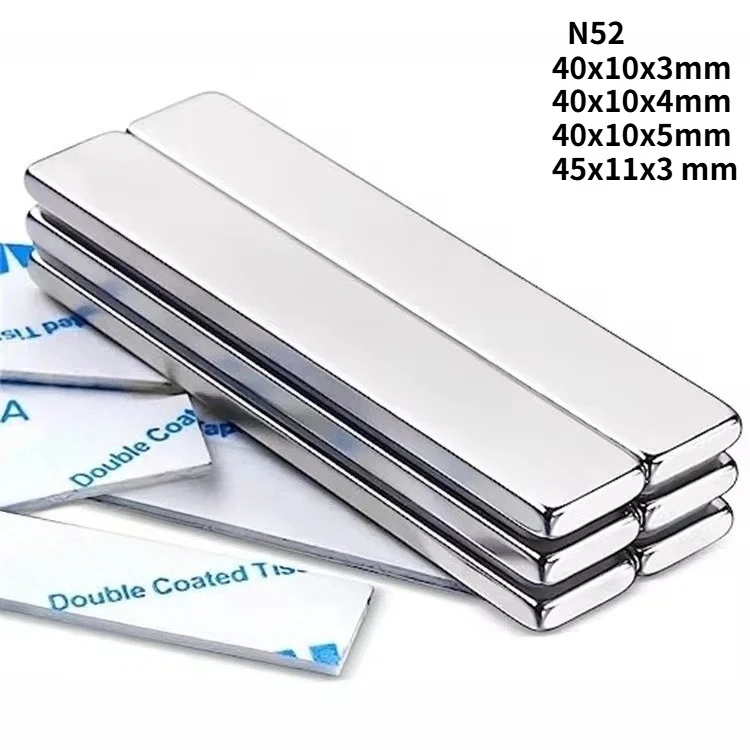 N52 40x10x3 40x10x4 40x10x5 45x11x3 Fridge neodymium double side adhesive Magnet Square Block Motor Generator Engine Strong