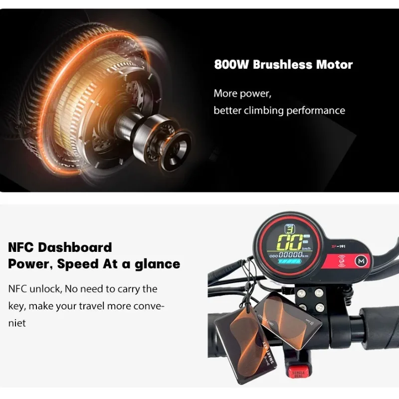 L12 سكوتر كهربائي 800 واط موتور 48V13AH بطارية الكبار E سكوتر مع مقعد 10 بوصة على الطرق الوعرة الإطارات أقصى سرعة 45 كيلومتر/ساعة E-سكوتر