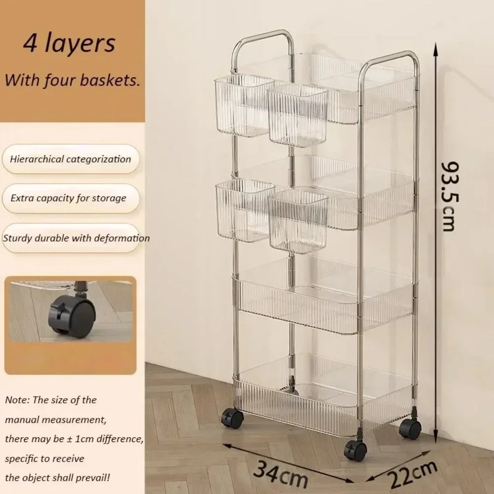 Trolleys Storage Rack Livingroom Kitchen Rolling Cart Home Cosmetic Snacks Sundries Trolley Organizer Multi-Layers Storage Shelf