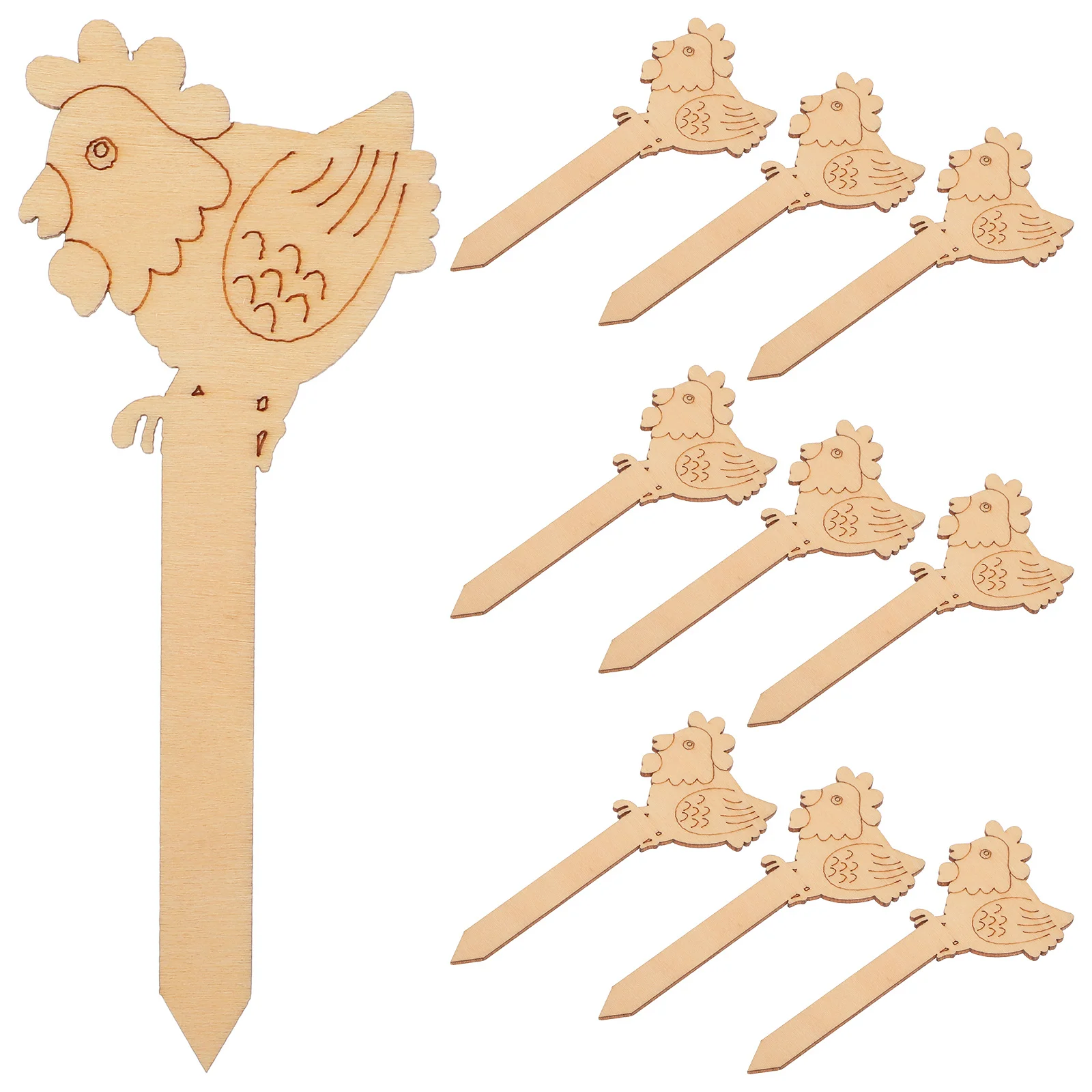 

10Pcs Wooden Bookmarks Easter Design Chicken Shape DIY Craft Blank Wood Markers Reading Accessories for Students Teachers