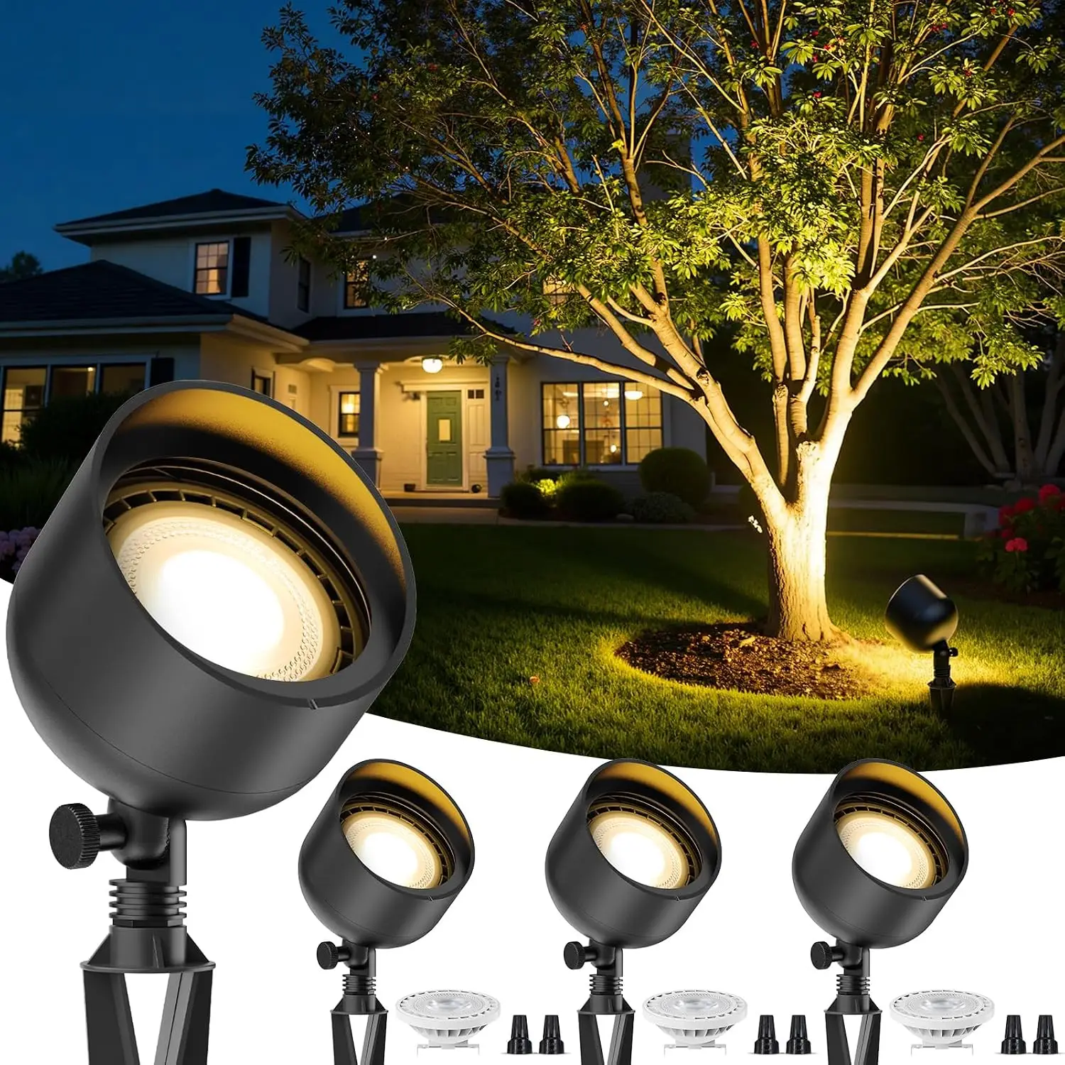 Low Voltage Landscape Led Flood Light 12v Wide Angle Outdoor Uplight Bushes Tree Canopy Flagpole Exterior Wall Washing 10w 2700k