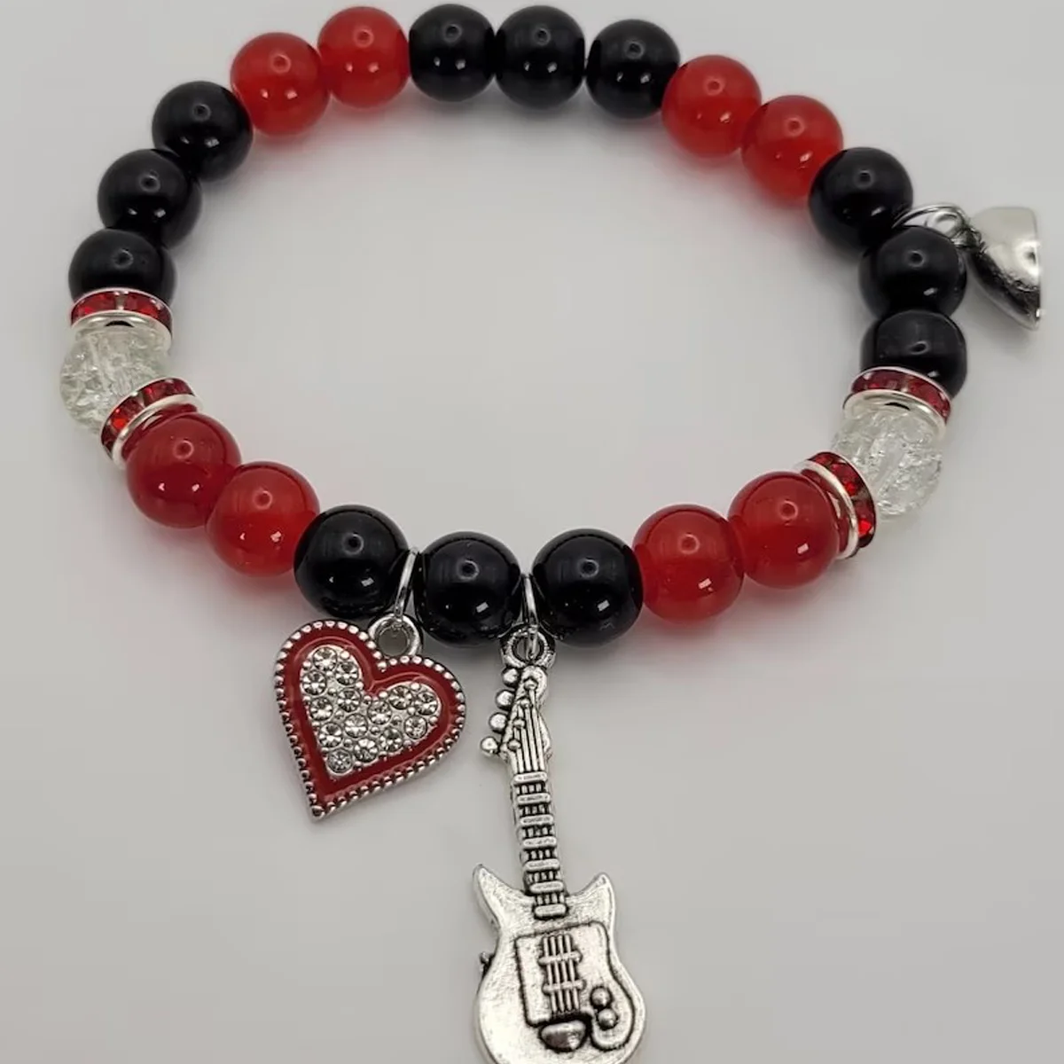 One Piece Fashion Hip Hop Rock Love Heart Star Guitar intarsiato in lega di zirconi bracciale color argento donna regalo per feste gioielli quotidiani