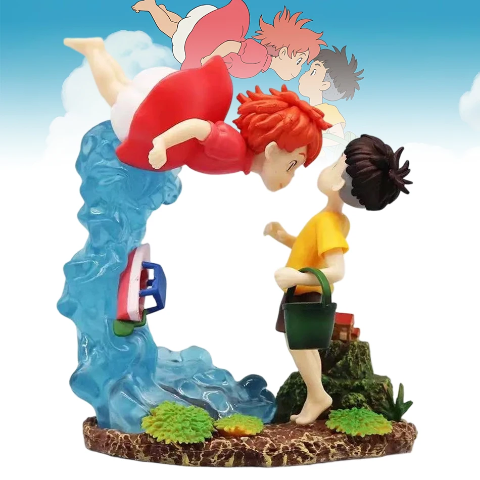 Figura de acción de 14 cm de Ponyo en el acantilado, modelo estático de PVC de la película Ponyo y Sosuke, accesorios de escritorio, regalo, ¡novedad!