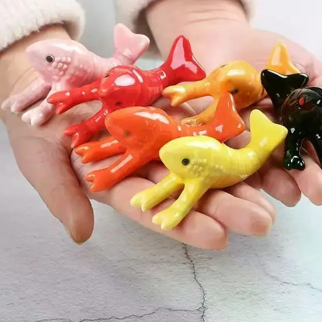 Ceramic Chopstick Rest Cute Crayfish Shaped Cute Animal Tableware Holder Pen Rack For Kitchen Hotel Restaurant Table Decoration