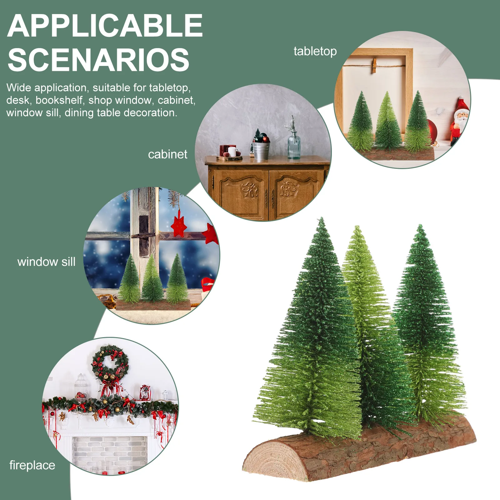 

Tabletop Mini Christmas Tree Wooden Base Decorative Small Xmas Tree Artificial Pine Party Supplies Festival Scene Decor