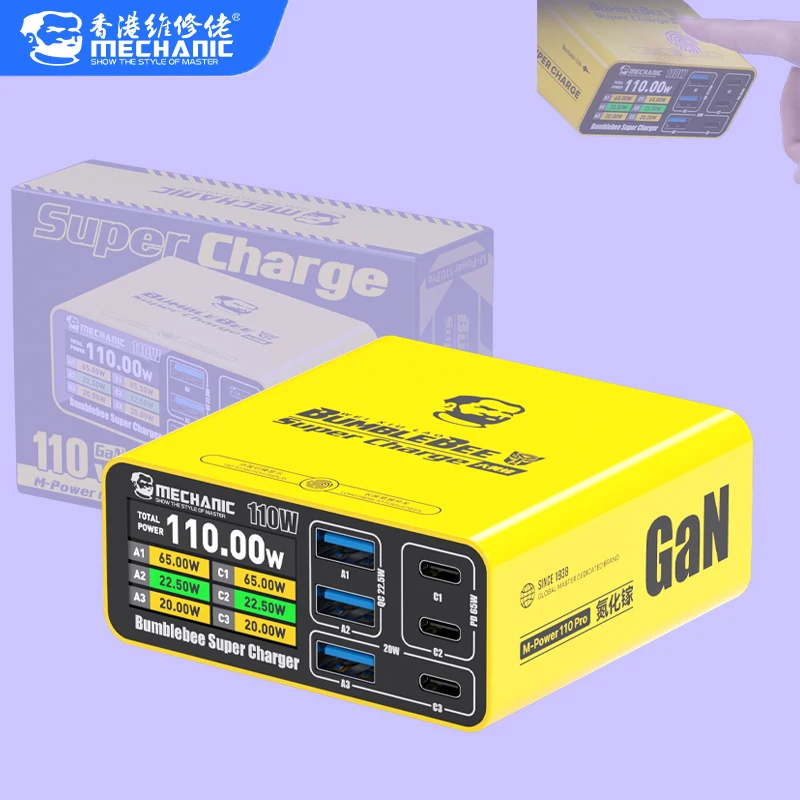

Многопортовое зарядное устройство MECHANIC Mini 110W GaN M-POWER 110 Pro для телефонов, планшетов, iPad, наушников, ремонтного оборудования, инструмент для быстрой зарядки