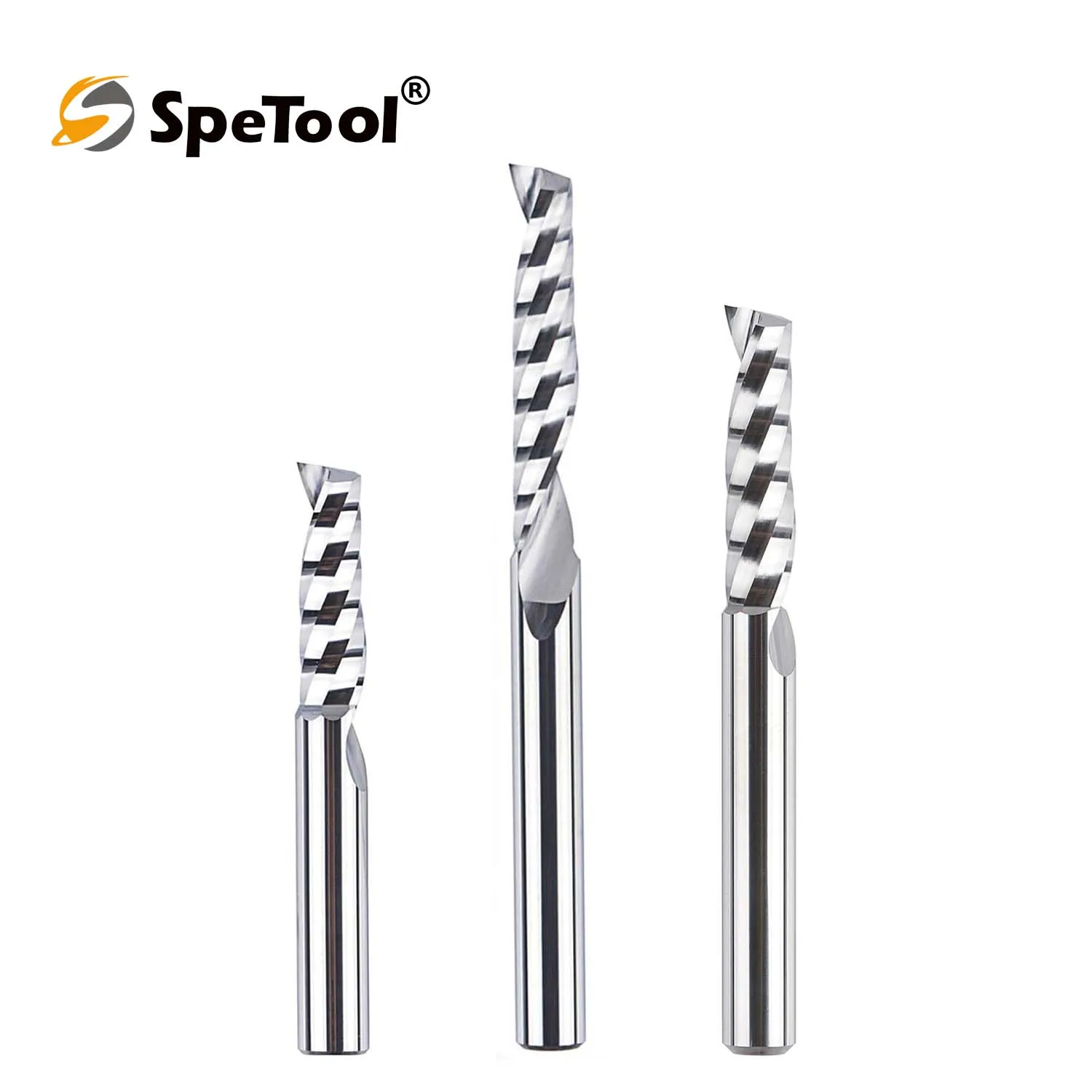 

SpeTool 1PC Single Flute Aluminum Router Bit 6mm 1/4" Shank Spiral Solid Carbide End Mill Precision CNC Milling Cutter for Acryl