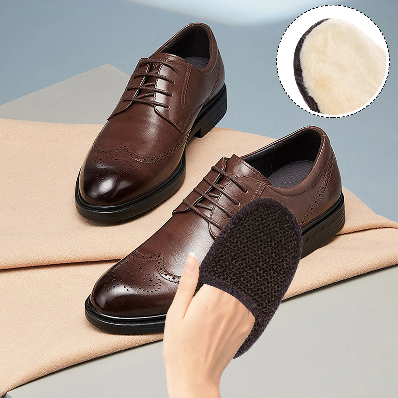 Shoe Polishing Gloves Faux Lamb Wool Buffing Mitt for Shoes Boots Cleaning Car Detailing Efficient Debris Absorption