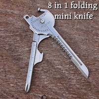Camping Multi Function Folding Tool Keychain Opener Screwdriver 8 In 1 Utility Outdoor Survival Rescue Pocket Plier KeyRing