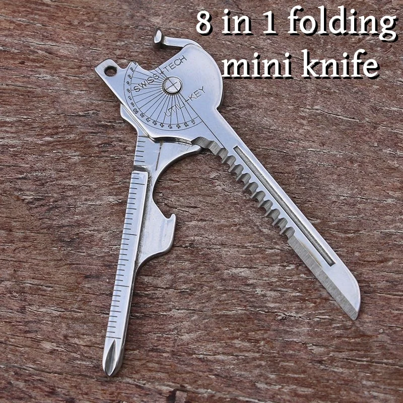 Camping wielofunkcyjne narzędzie składane brelok do kluczy otwieracz śrubokręt 8 w 1 Utility Outdoor Survival Rescue kieszonkowe szczypce brelok
