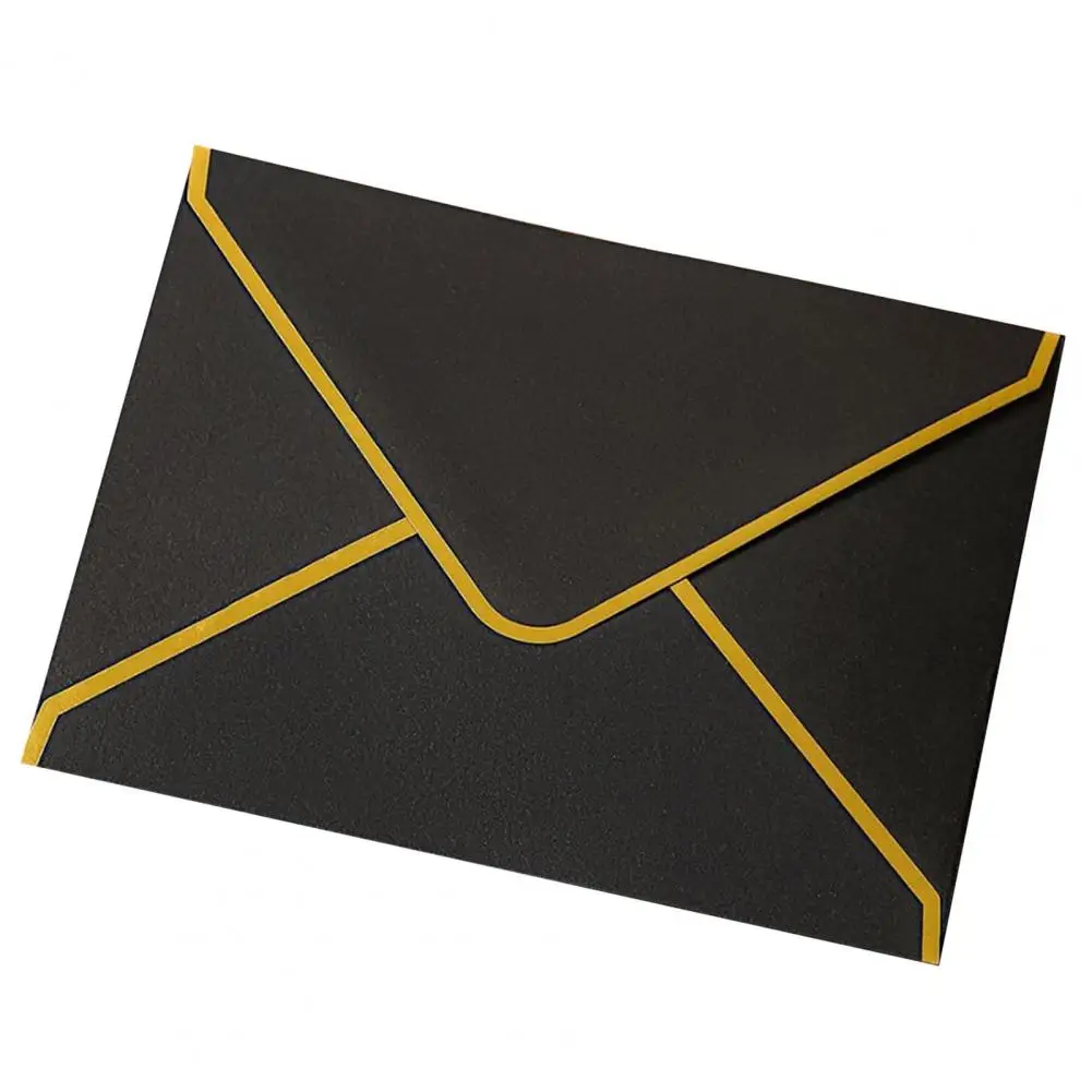 

Paper Envelopes Elegant Hot Stamping Envelopes with Golden Border Blanks 10pcs V-flap Design for Greeting Cards Invitations