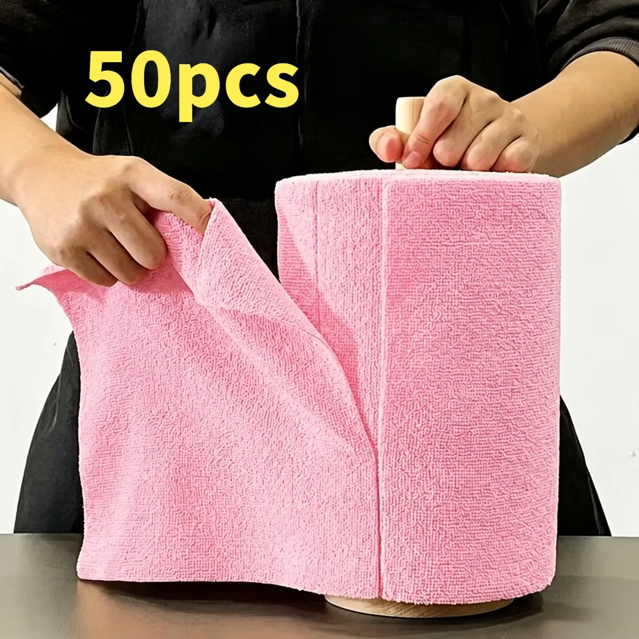 50Pcs Extra Large Reusable Microfiber Towels, Wet Dry Absorbent Tearable Cleaning Cloth Roll for Car Kitchen Home