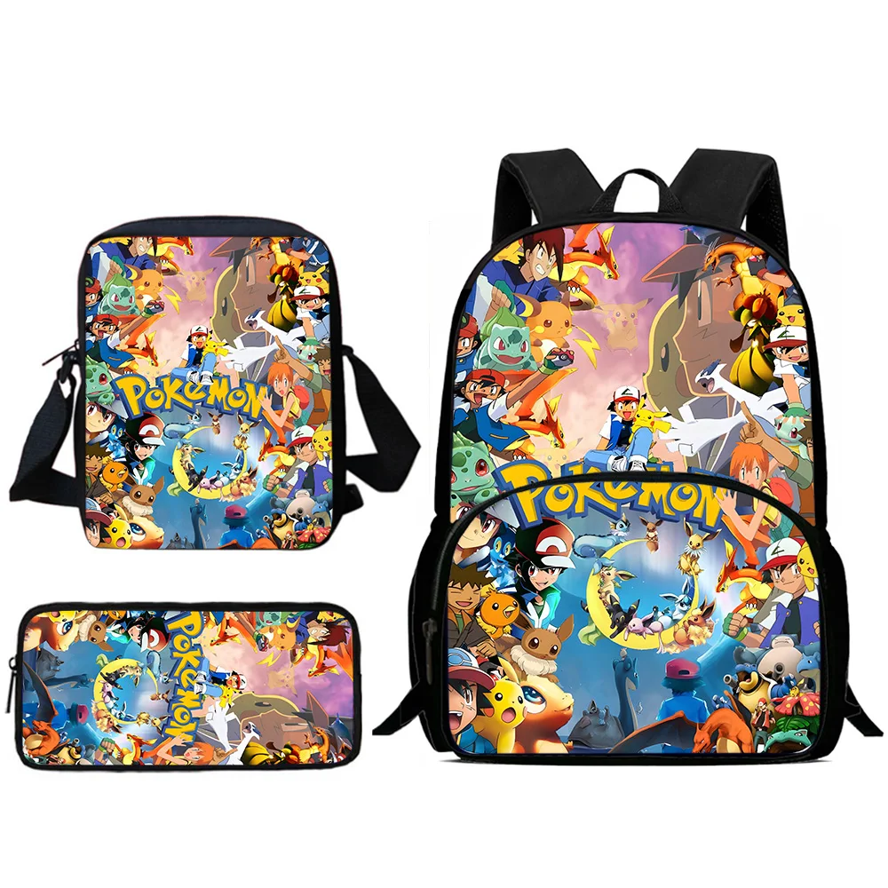 Child Backpacks Cute Anime Pikachus Shoulder Bag Pencil Case Pupil Large Capacity School Bags for Boys Girls Best Gift