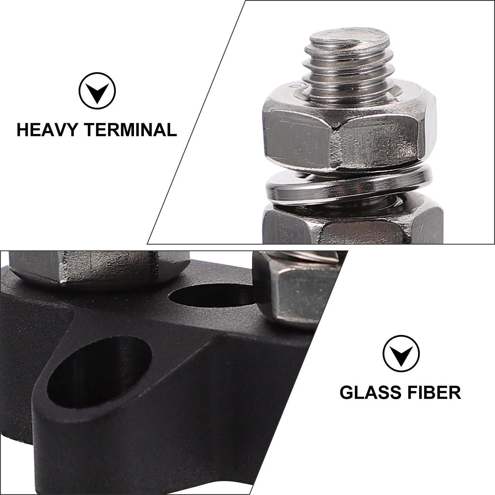 

Heavy Duty Bus Bar Double-End Stud Terminal Block Cable Wire Connector Black for Vehicle Distribution Junction