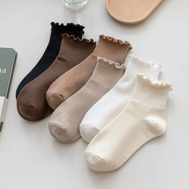 Spring Summer Japanese Style Low Tube Socks Cotton Roll Hem Socks for Women Macaron Color Preppy Look Girls Lolita Ankle Socks