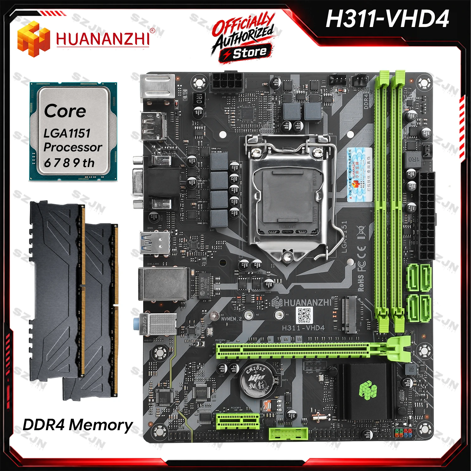HUANANZHI H311-VHD4 Motherboard Supper DIY Kit Intel Core i3 i5 6th 7th 8th 9th Gen CPU DDR4 RAM M.2 NVMe HDMI DP VGA Desktop PC