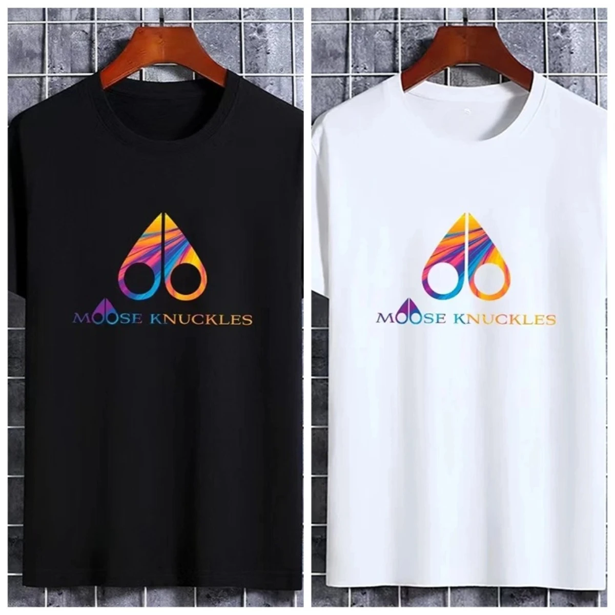 

Summer new brand cotton printed shirt casual men's and women's children's trendy short sleeved fashionable round neck shirt