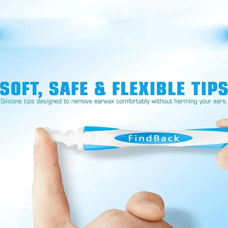 

Портативный спиральный инструмент для удаления ушной серы, очиститель ушей с мягким силиконовым покрытием, 16 сменных насадок, просто захват экстракта ушной серы