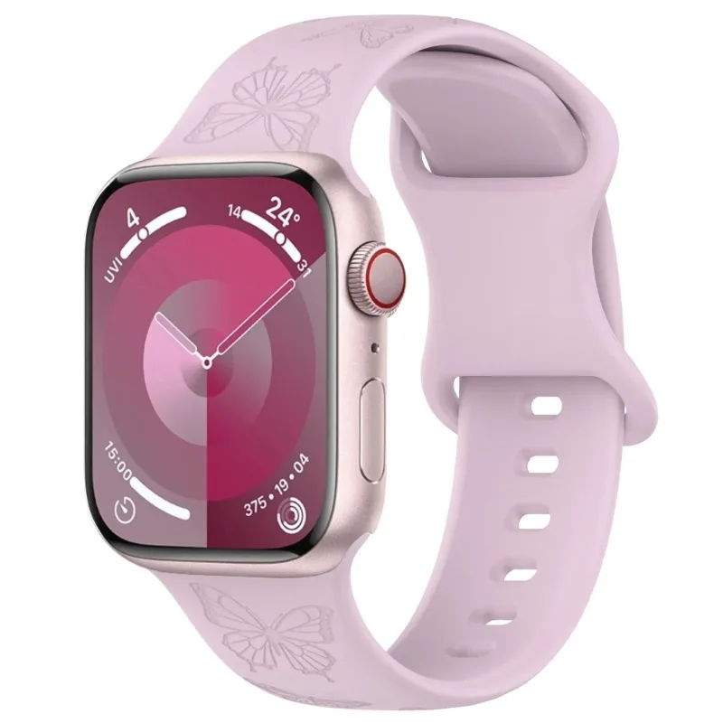 Silicone Strap For Apple Watch 11 10 9 8 7 6 5 4 SE Engraved Pattern Wristband For iWatch Ultra 3 49mm 45mm 41mm 44/40mm 42/46mm