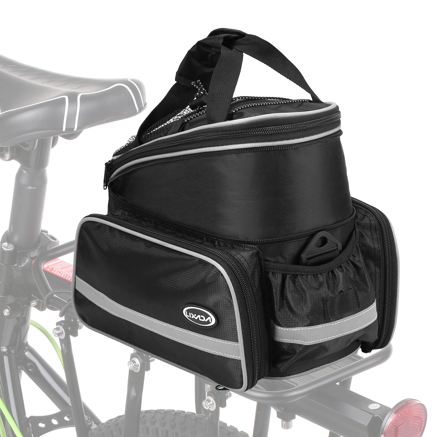 Lixada Waterproof Bicycle Rear Seat Bag Cycle Bike Trunk Bag Bike Pannier Bag Shoulder Bag with Rain Cover Bike Accessories