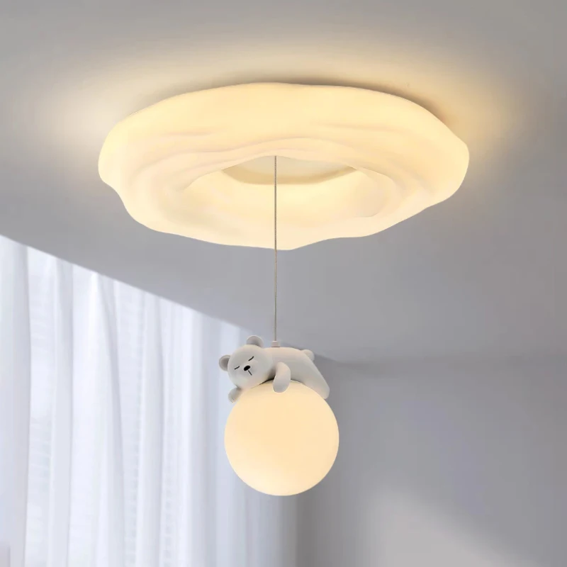 

Children's Room Ceiling Lights Cream Style White Bear Cloud Lamp LED Modern Warm Baby Room Boy Girl Bedroom Ceiling Lamps