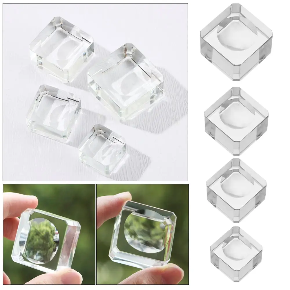 Home Decoration Glass Square Glass Holder Ball Display Stand Transparent Support Crystal Sphere Base