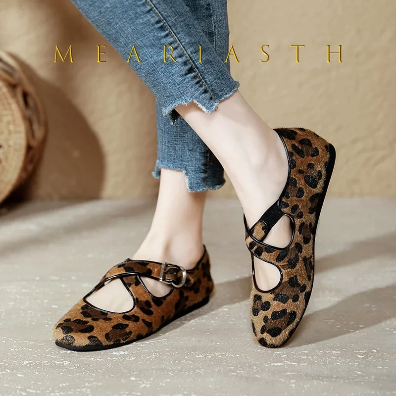 

Высококачественные балетки с леопардовым принтом, женские лоферы Мэри Джейн, новинка лета 2025, удобные кроссовки с пряжками для отдыха на плоской подошве