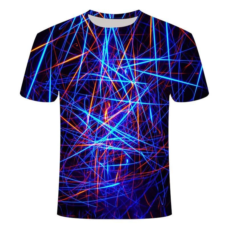 Fashion Abstract Lines Graphic T Shirts Summer Trend Short Sleeve 3D Printed Unisex T-shirts Loose Casual Streetwear Pullovers