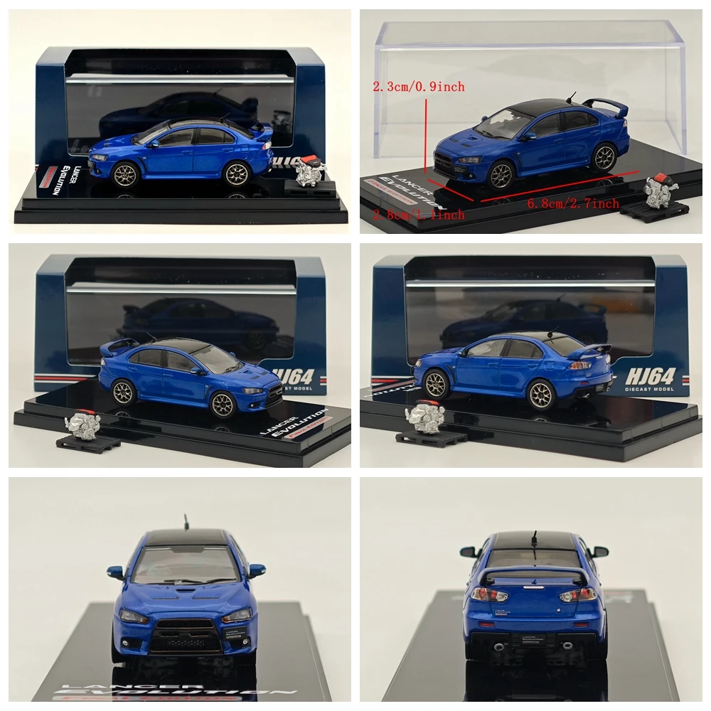 Hobby Japan 1/64 Lancer Evolution X Final Edition mit Motor Display Modell HJ642053 Serie Druckgussauto Miniatur-Sammlungsspielzeug