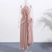 Gown Neck Strap Irregular Long Dress For Women Ruffle Sleeveless High Waist Backless Dresses 2025 New Summer Elegant Party Y2k - Image 6