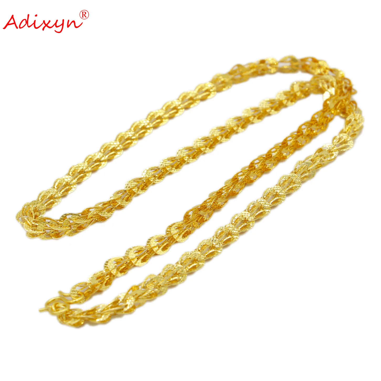 Adixyn Wholesale African 50CM Chain Necklaces Ethiopian Gold Color Copper Jewelry Arab Middle East Gifts N03154