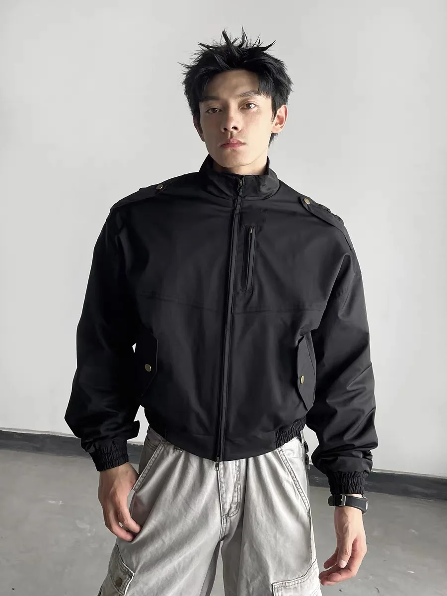 

Ретро American ort Pilot Collar Jaet Свободная повседневная осенняя верхняя одежда Boxy Sle для мужчин и женщин