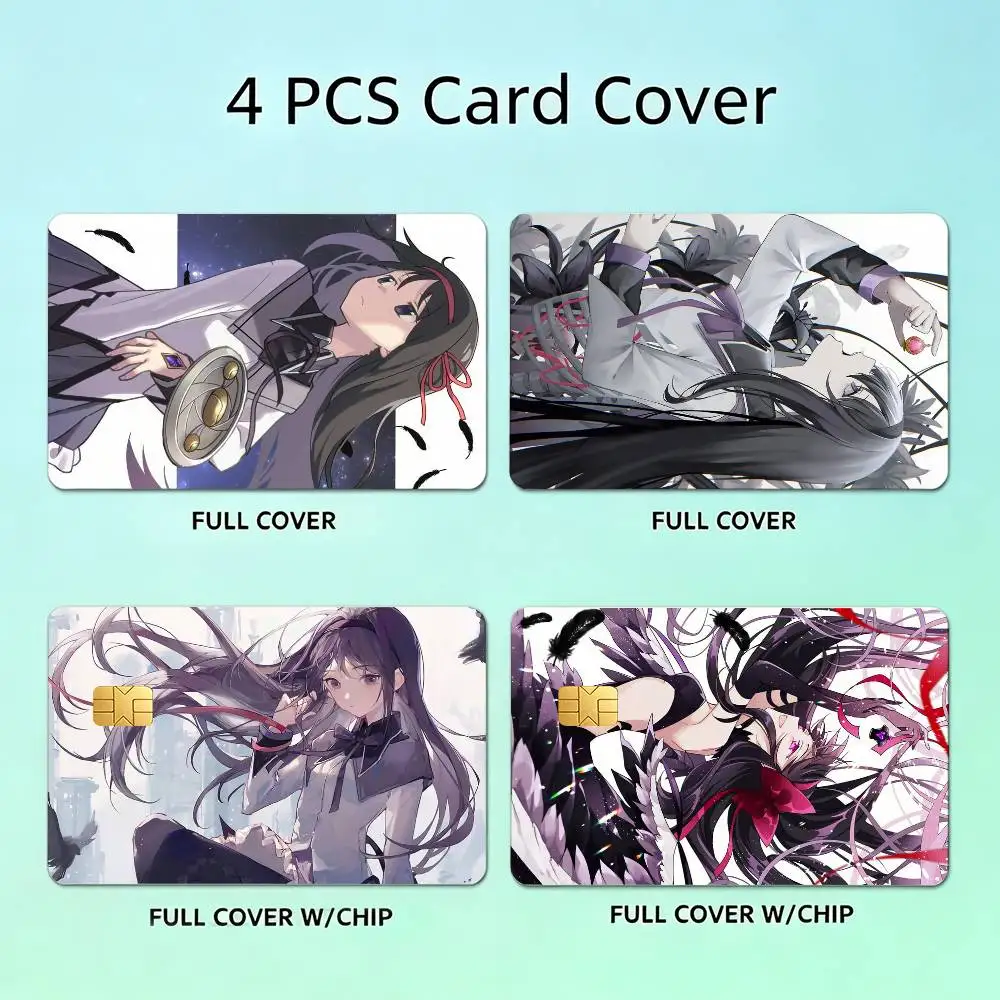 Puella Magi H-Homura A-Akemi HD Waterproof Card Skins Protective Stickers for Credit Bank Game Cards