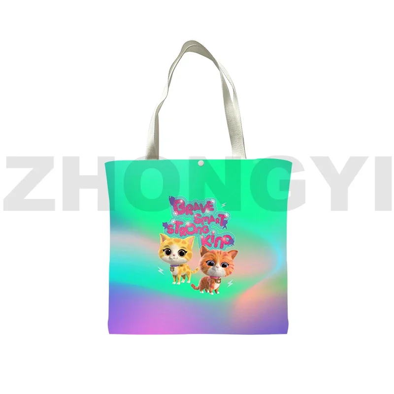 Cute SuperKitties 3D Shoulder Bag Hand Bags for Women Tote Bag Anime Canvas Bag Clutch Purse SuperKitties Cartoon Shopping Bags