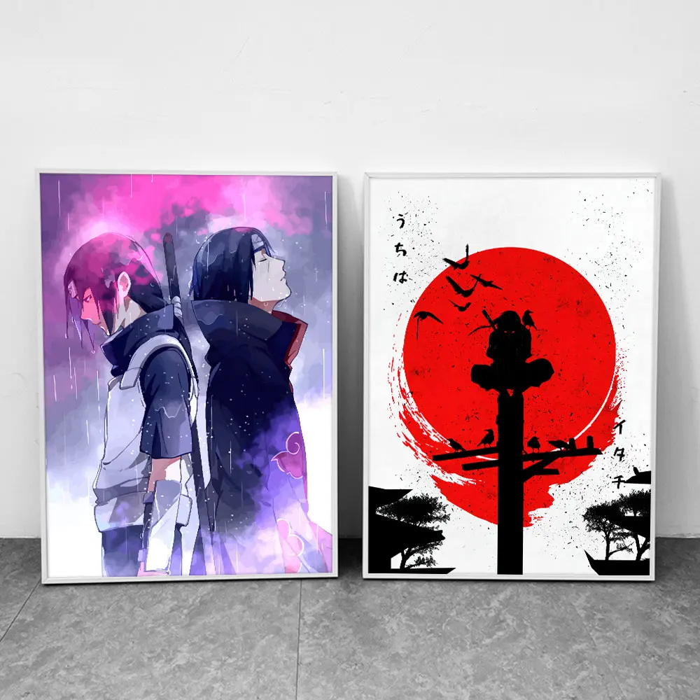 NarAAVintage Figures Posters for Wall Canvas Painting, Peripharrate Picture, Kakashi, Itachi Picture, Modern Anime, Bedroom Decor