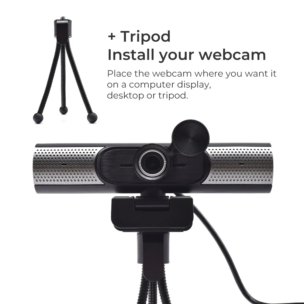 PEGATAH Mini 4K Webcam USB Computer Webcam per PC Laptop Live Streaming Full HD 1080P Web Camera per lavorare con microfono treppiede