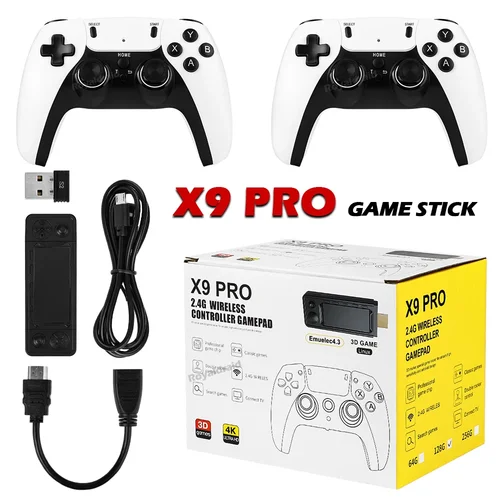 Imagen 2 del producto Consola de videojuegos X9 PRO, dispositivo con más de 256 GB, 50000 GB, 4KHD, controlador inalámbrico doble de 2,4 GB, más de 50 simuladores para N64/PSP/PS1/GBA, novedad