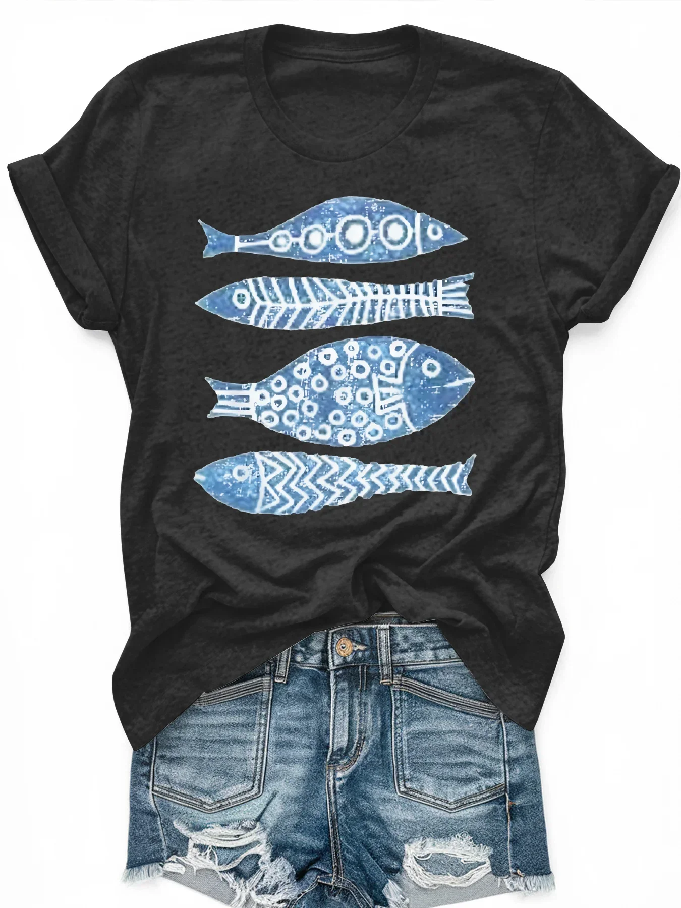 

Women's large-size printed short-sleeved T-shirt, loose and casual, soft, comfortable and breathable, outdoor sports