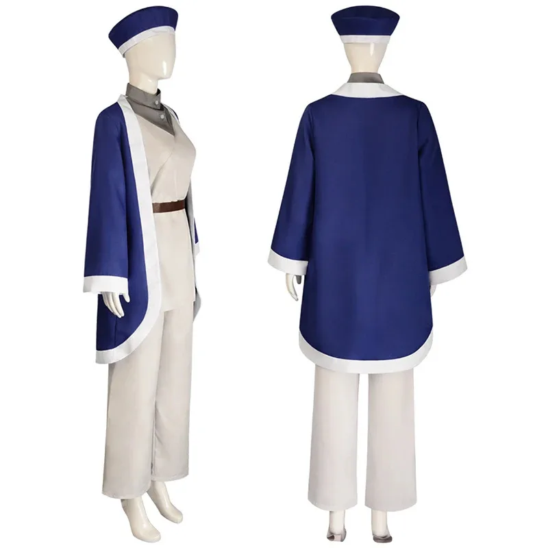 

2025 12 Anime Delicious Dungeons Meshi Cosplay Falin Costume Tops Pant Dark Blue Robe Hat Wig Full Set Laios Touden Party