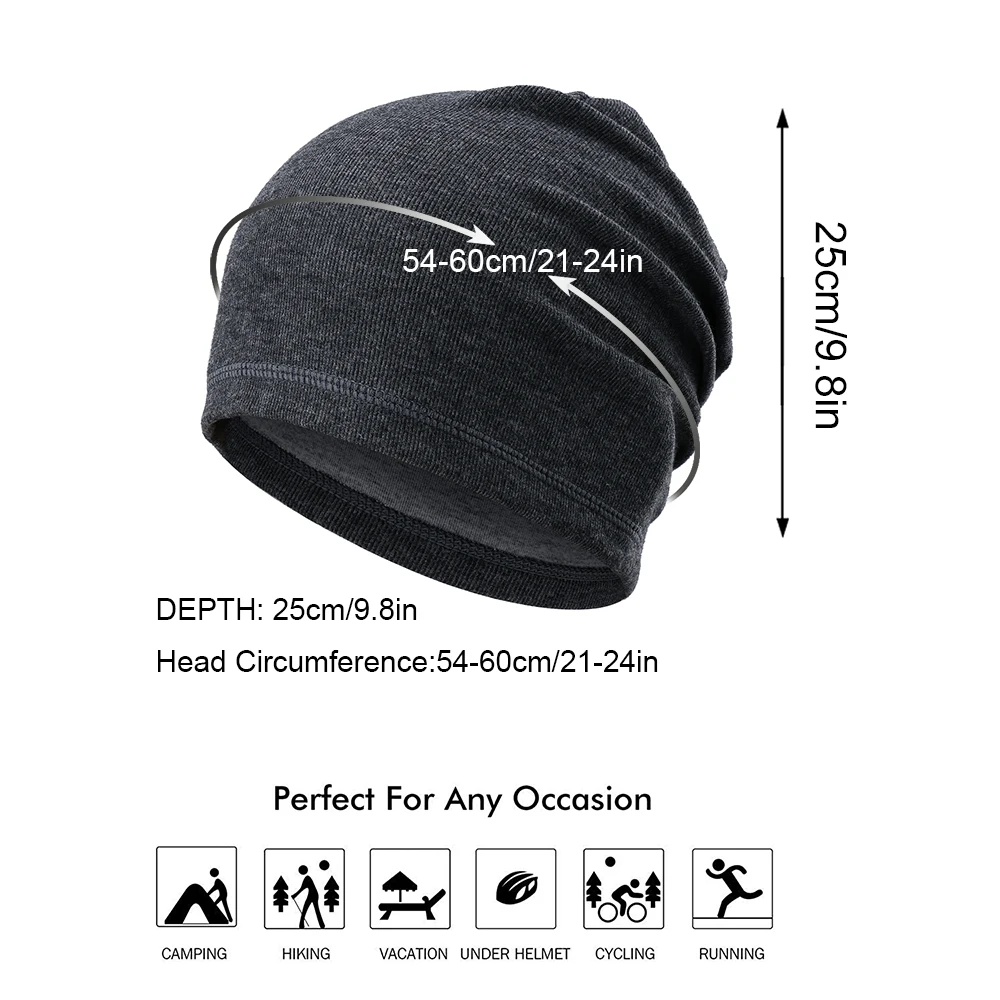 Winter Beanie Hat Thermal Warmer Cap Running Sports Stretch Fit Hats Thin Skiing Hiking Cycling Snowboard Outdoor Caps Men Women