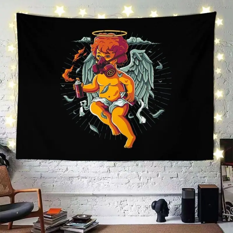 VIKAMA Blue Hand Cigarette No Smoking Wall Tapestry Hanging Decor Bedroom Dorm Funny Pop Art Graphic Soft Durable Cozy Aesthetic