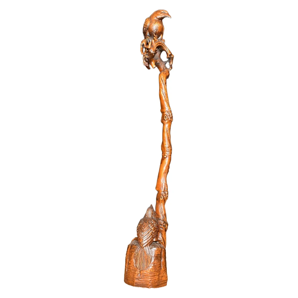 Jeu en bois Vintage sculpté pie porte-brosse décor Sculpture ornement branche traditionnelle chinoise Gladness Fortune Bliss