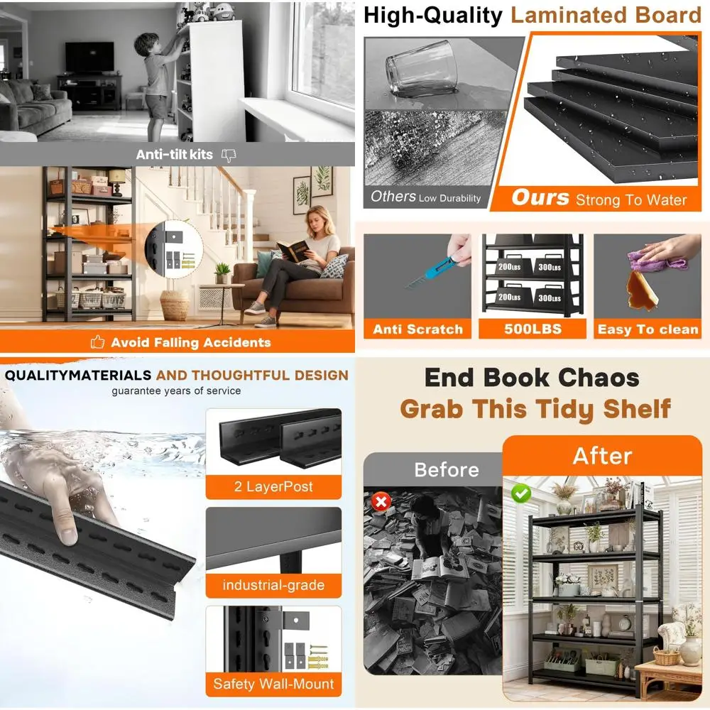 

Пятиуровневая высокая книжная полка-органайзер для дома, офиса и гостиных