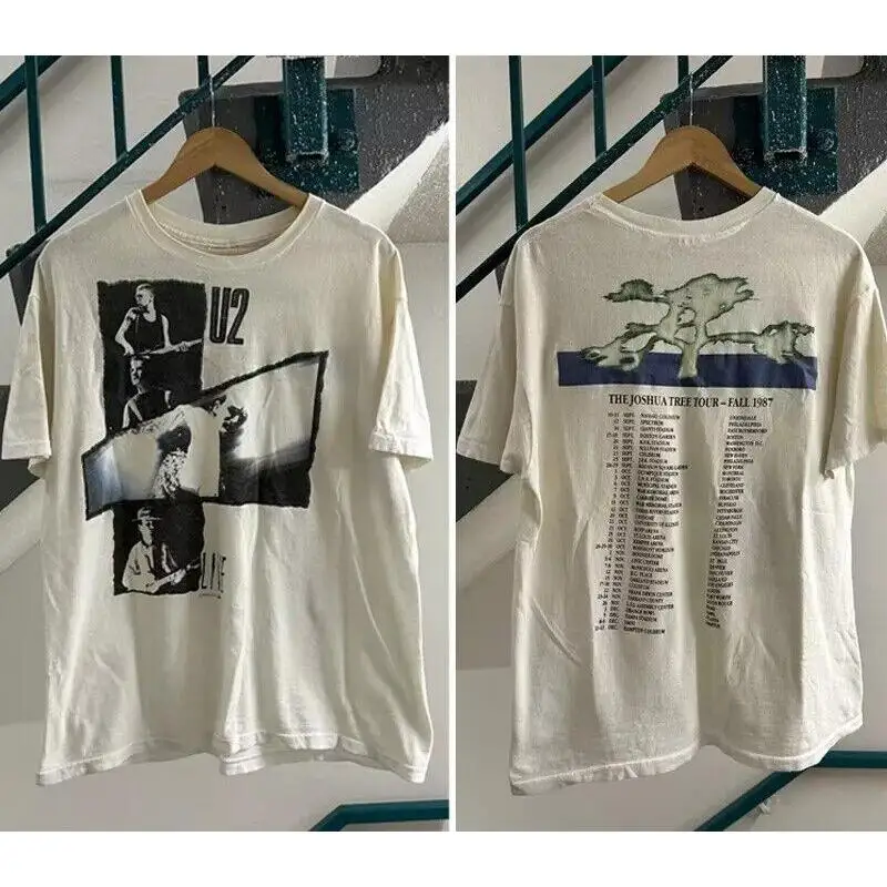 

Футболка 1987 U2 The Joshua Tree Tour, 2-сторонняя белая футболка 80-х, 90-х годов